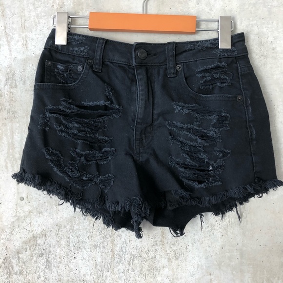 American Eagle Black Distressed Shorts - Picture 1 of 1